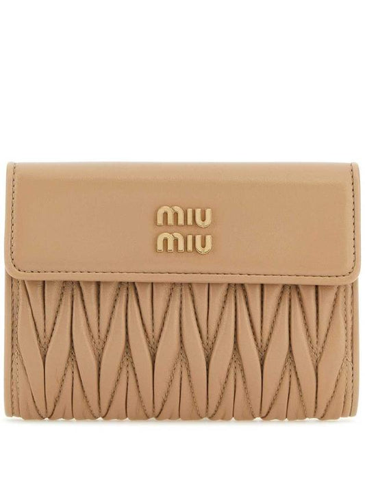 Materasse Nappa Leather Half Wallet Beige - MIU MIU - BALAAN 1