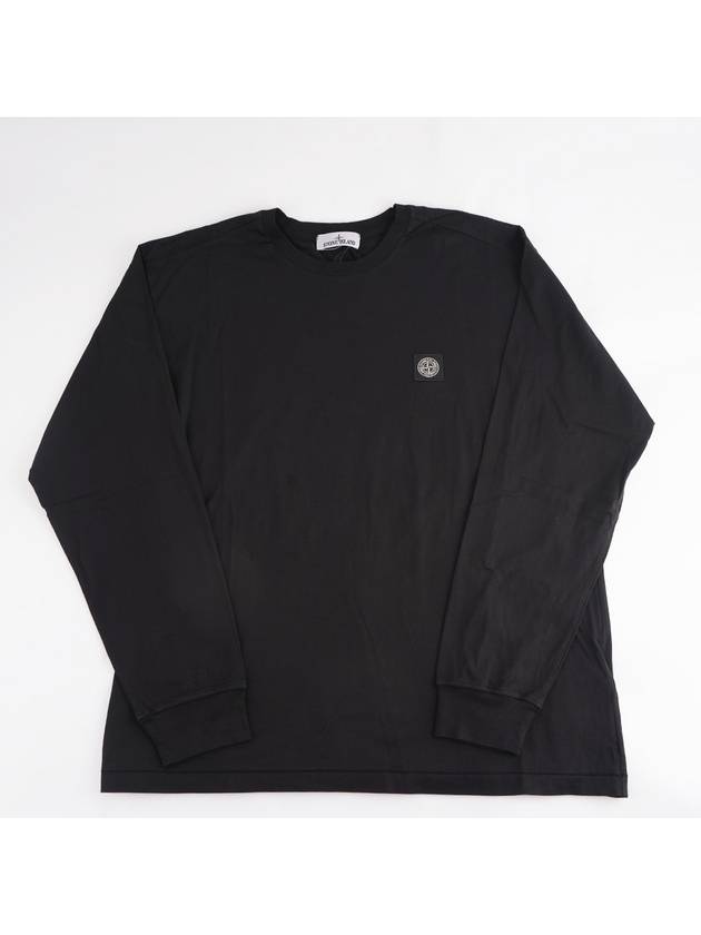 Garment Dyed Fissato Oraganic Cotton Long Sleeve T-Shirt Navy - STONE ISLAND - BALAAN 2