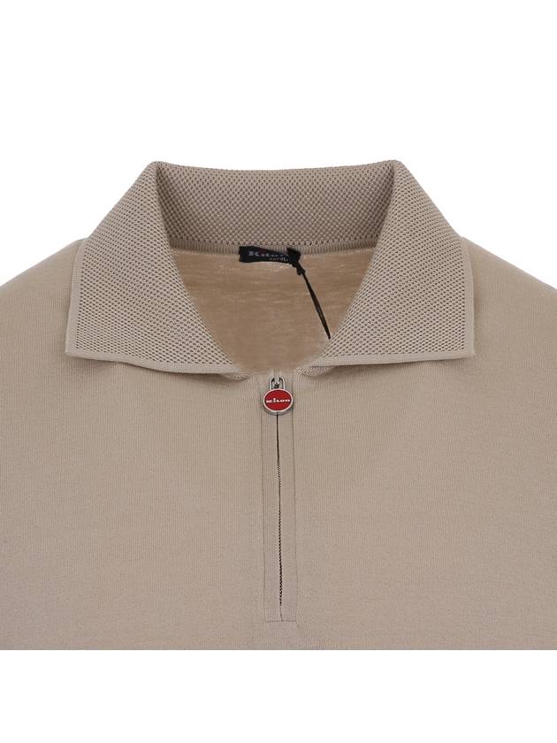UMK1331 LIGHT BEIGE Knit Zipper Polo Short Sleeve T shirt - KITON - BALAAN 3