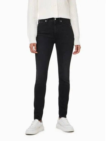 Jeans High Rise Denim Skinny Jeans Black - CALVIN KLEIN - BALAAN 1