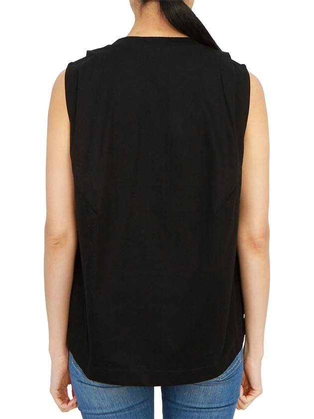 Pleats Detail Cotton Sleeveless Black - SACAI - BALAAN 6