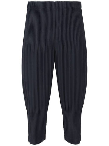 Basic Tapered Shape Keshi Pleats Cropped Track Pants Navy - ISSEY MIYAKE - BALAAN 1