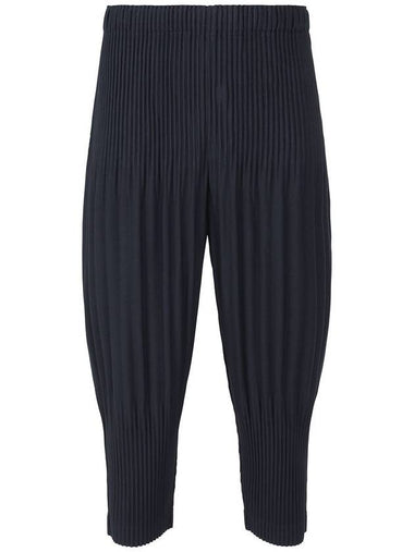 Basic Tapered Shape Keshi Pleats Cropped Track Pants Navy - ISSEY MIYAKE - BALAAN 1