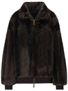 Logo Bomber Eco Fur Jacket Brown - DSQUARED2 - BALAAN 3