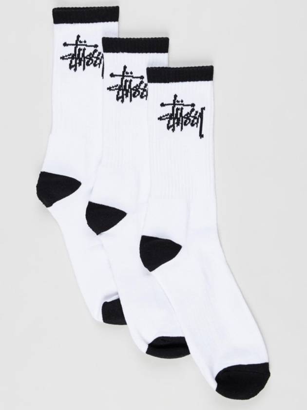 Men's Logo Crew 3 Pack Socks White - STUSSY - BALAAN 2