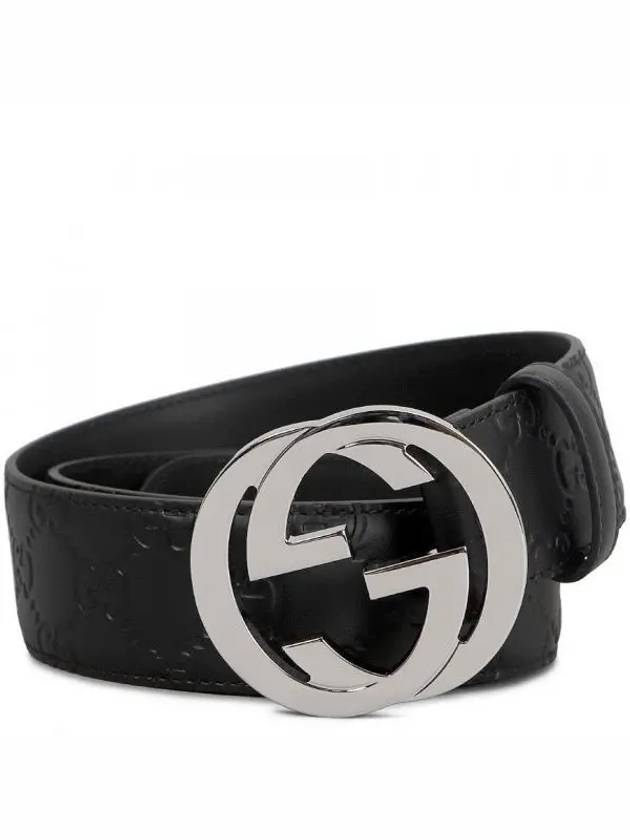 Men's Interlocking G Signature Leather Belt Black - GUCCI - BALAAN 2