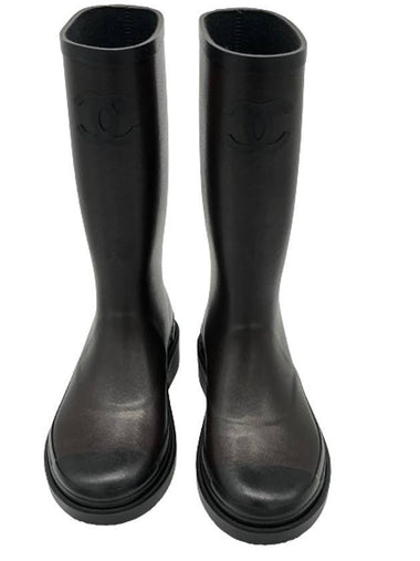 CC Logo Bicolor Rain Boots Brown Black - CHANEL - BALAAN 1