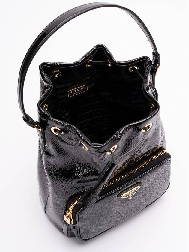 Duet Naplak Patent Leather Bucket Bag Black - PRADA - BALAAN 3