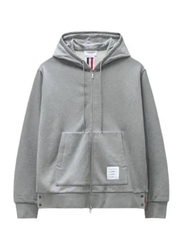 Center Back Stripe Cotton Zip Up Hoodie Light Grey - THOM BROWNE - BALAAN 2