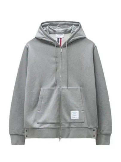 Center Back Stripe Cotton Zip Up Hoodie Light Grey - THOM BROWNE - BALAAN 2