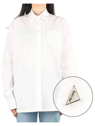 Basic Cotton Long Sleeve Shirt White - PRADA - BALAAN 2