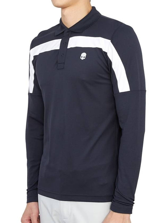 Golf Wear Polo Long Sleeve T-Shirt G00556 157 - HYDROGEN - BALAAN 2