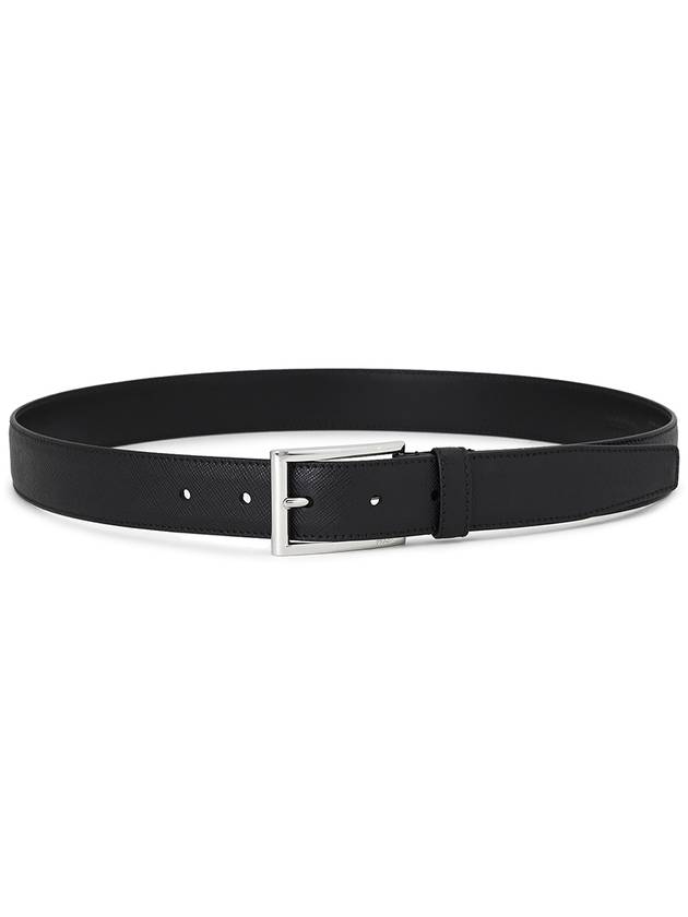 Saffiano Polished Buckle Belt Black - PRADA - BALAAN 3