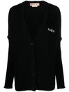 Logo Cotton Cardigan Black - MARNI - BALAAN 1