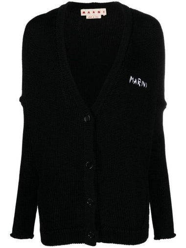 Logo Cotton Cardigan Black - MARNI - BALAAN 1