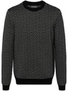 Logo Intarsia Knit Top Black - EMPORIO ARMANI - BALAAN 1