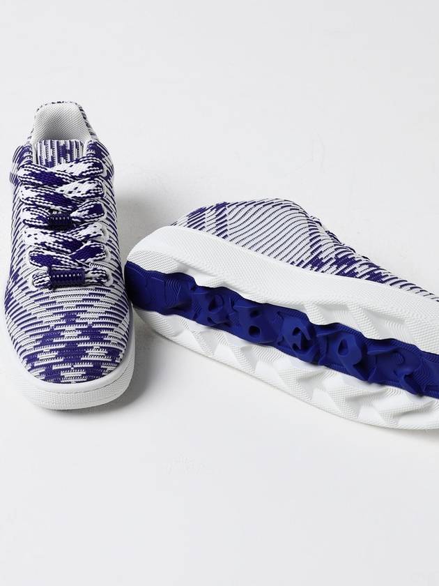 Box Check Print Leather Low Top Sneakers Royal Blue - BURBERRY - BALAAN 5