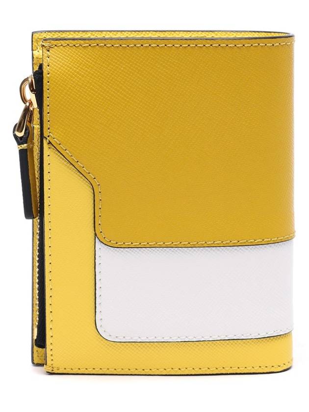 Color Block Leather Half Wallet Yellow - MARNI - BALAAN 5