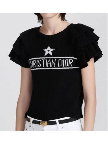 Logo short sleeve ruffle sweater knit - DIOR - BALAAN 1