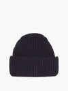 Maison Kitsune FOX Tricolor Fox Patch Cuff Wool Beanie Navy - MAISON KITSUNE - BALAAN 4