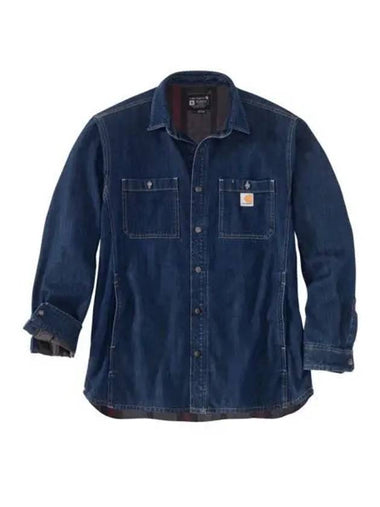 RELAXED FIT DENIM FLEECE LINED SNAP FRONT SHIRT JAC 105605 H84 jacket - CARHARTT - BALAAN 1