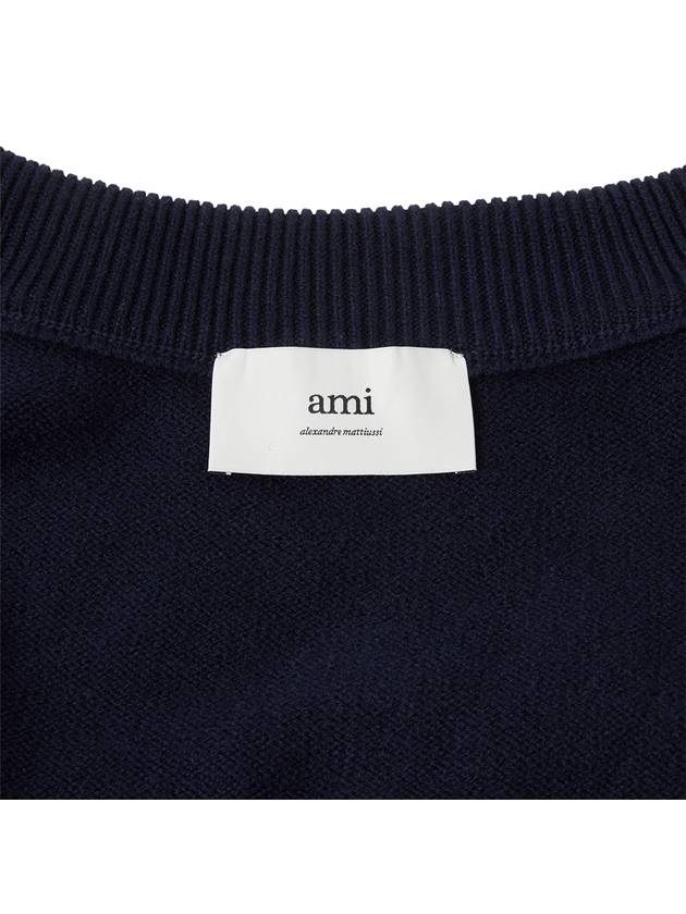 De Coeur Logo Wool Cardigan Navy - AMI - BALAAN 8