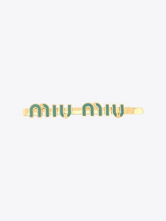 Enamel Metal Hair Clip Gold Green - MIU MIU - BALAAN 2