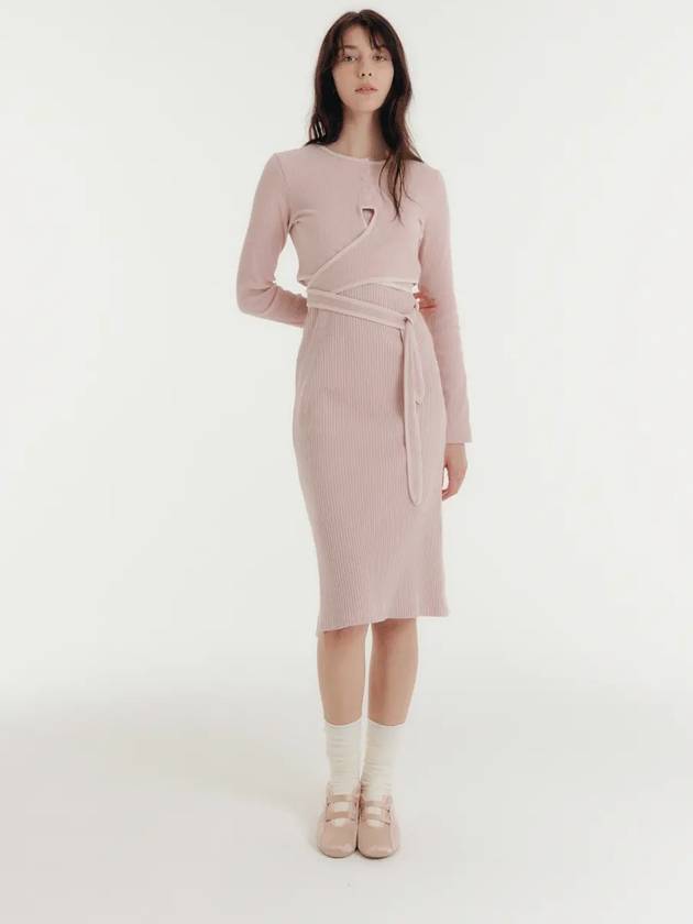 WRAP TOP SETUP RIBBED DRESS PINK - CLAIR DE SAGE - BALAAN 3