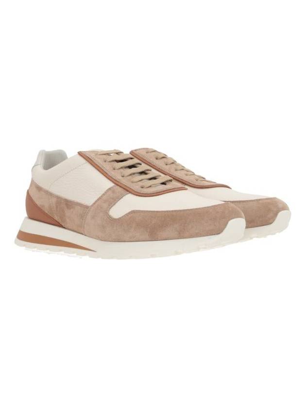 Suede Leather Low Top Sneakers Beige - BRUNELLO CUCINELLI - BALAAN 3