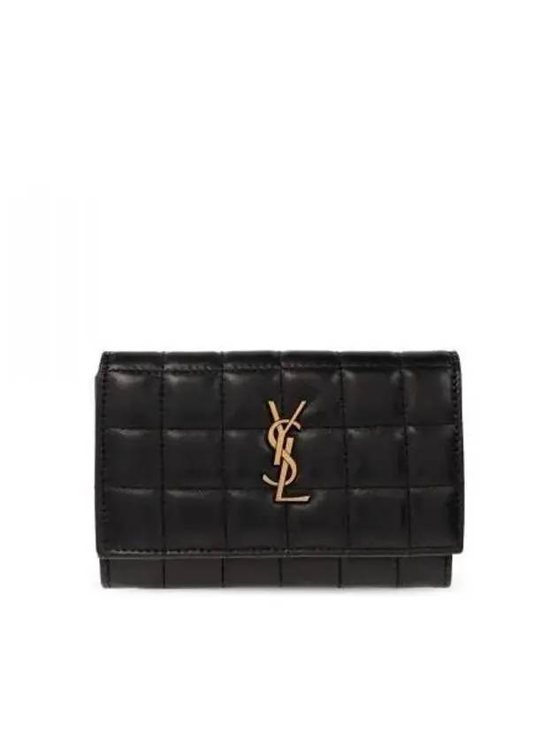 Cassandra Quilting Leather Half Wallet Black - SAINT LAURENT - BALAAN 2