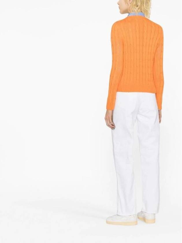 Embroidered Logo Pony Cable Knit Top Orange - POLO RALPH LAUREN - BALAAN 4