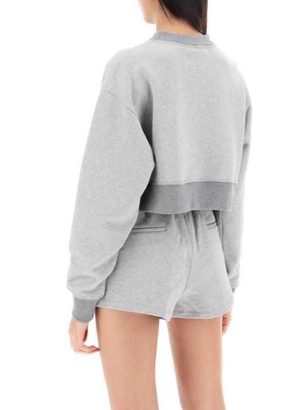 Cropped Logo Print Sweatshirt Grey - MIU MIU - BALAAN 4