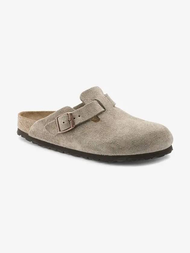 Boston Soft Footbed Suede Medium Narrow Slippers Taupe - BIRKENSTOCK - BALAAN 3