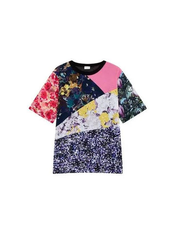 Women s Flower Patchwork T Shirt Black - DRIES VAN NOTEN - BALAAN 1