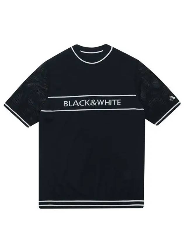 front logo knit short sleeve 2702LAVE - BLACK&WHITE - BALAAN 3