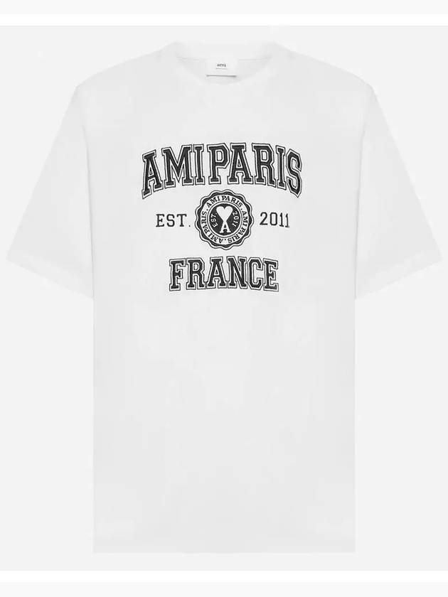 Varsity Logo Short Sleeve T-Shirt White - AMI - BALAAN 2