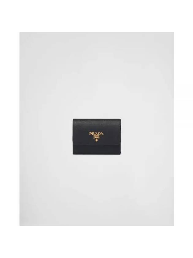 Saffiano Multicolor Half Wallet Black Hibiscus - PRADA - BALAAN 1