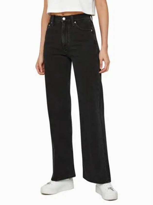 Jeans High Rise Denim Wide Jeans Black - CALVIN KLEIN - BALAAN 1