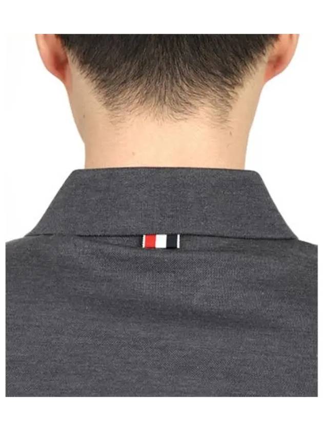 Men's Three Stripes Pocket Mercerized Short Sleeve Polo Shirt Dark Grey - THOM BROWNE - BALAAN 7