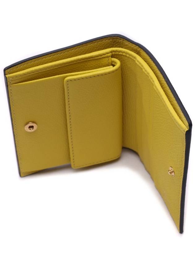 Compact V Logo Signature Calfskin Half Wallet Cedar Yellow - VALENTINO - BALAAN 7