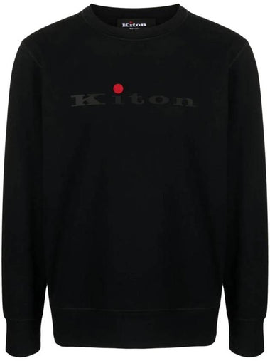 Logo Print Crew Neck Sweatshirt Black - KITON - BALAAN 1