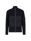 Lambswool Mixed Utility Zipped Knit Zip-Up Jacket Black - CP COMPANY - BALAAN 2