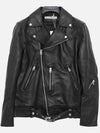 Zipper Detail Leather Biker Jacket Black - ACNE STUDIOS - BALAAN 4