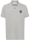 Stretch Cotton Pique Short Sleeve Polo Shirt Grey - STONE ISLAND - BALAAN 2