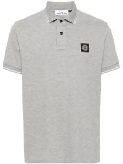 Stretch Cotton Pique Short Sleeve Polo Shirt Grey - STONE ISLAND - BALAAN 2