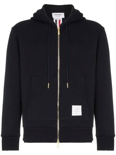 Center Back Stripe Cotton Zip Up Hoodie Navy - THOM BROWNE - BALAAN 2