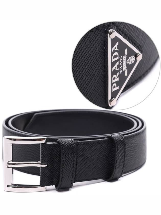 Saffiano Leather Belt Black - PRADA - BALAAN 3