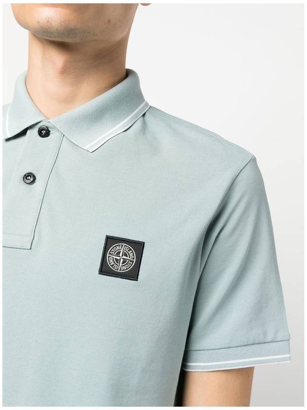 Men's Logo Patch Lining Short Sleeve Polo Shirt Sky Blue - STONE ISLAND - BALAAN 4