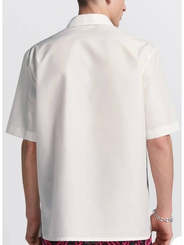 Embroidered Logo Patch Zipper Short Sleeve Shirt White - DIOR - BALAAN 4