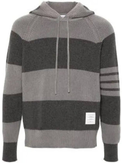 4 Bar Striped Cashmere Hoodie Grey - THOM BROWNE - BALAAN 2